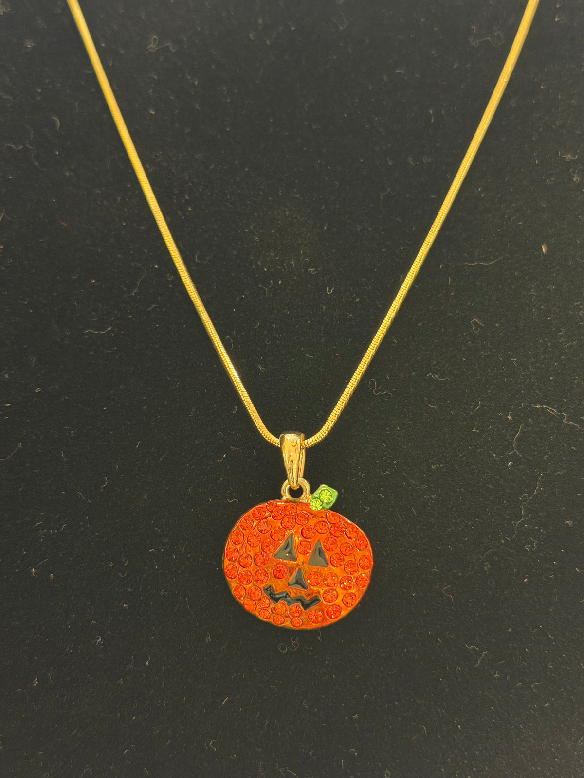 Orange Rhinestone Jack-oβ-Lantern Earrings-With Free Necklace