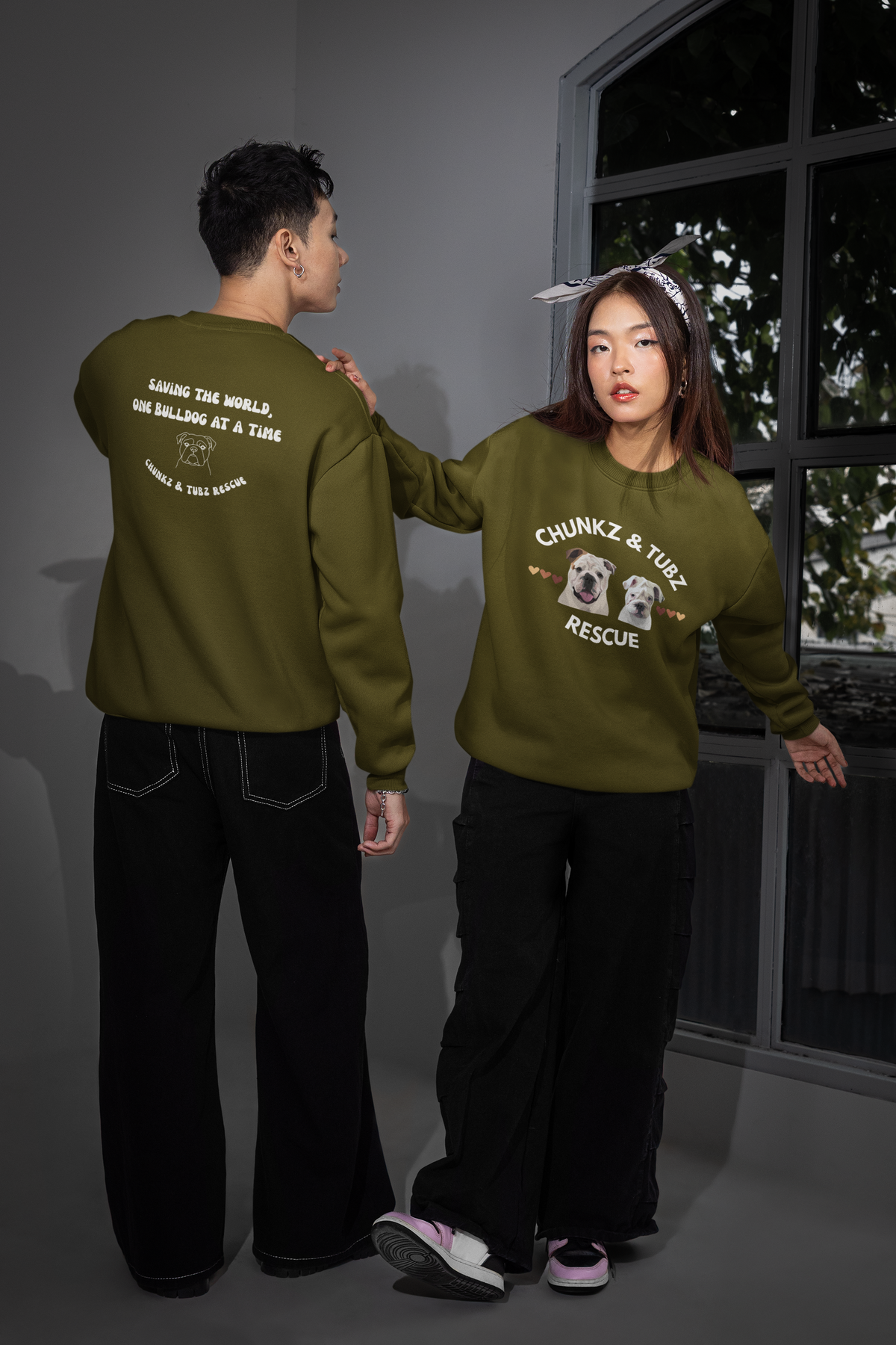 Chunkz & Tubz Rescue Sweatshirt —Large Logo Crewneck Sweatshirt - Ruff Life Rescue Wear