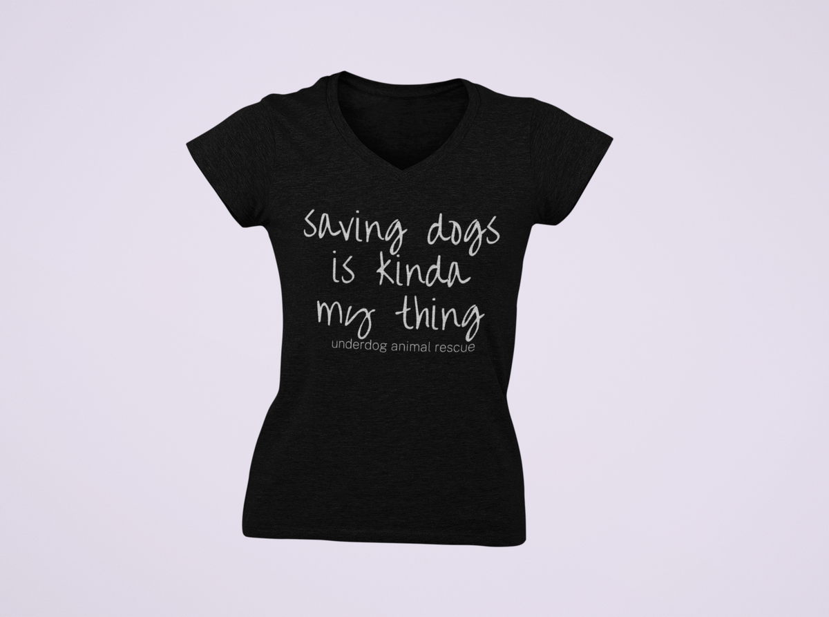 Saving Dogs V Neck Tee - Ruff Life Rescue Wear