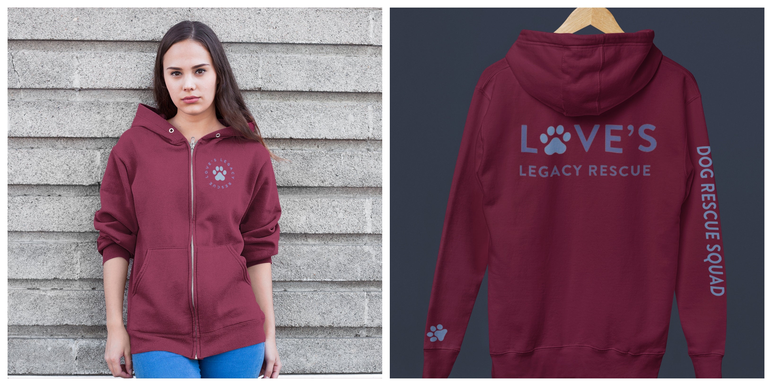 Love's Zip-Up Hoodie (available in several colors)