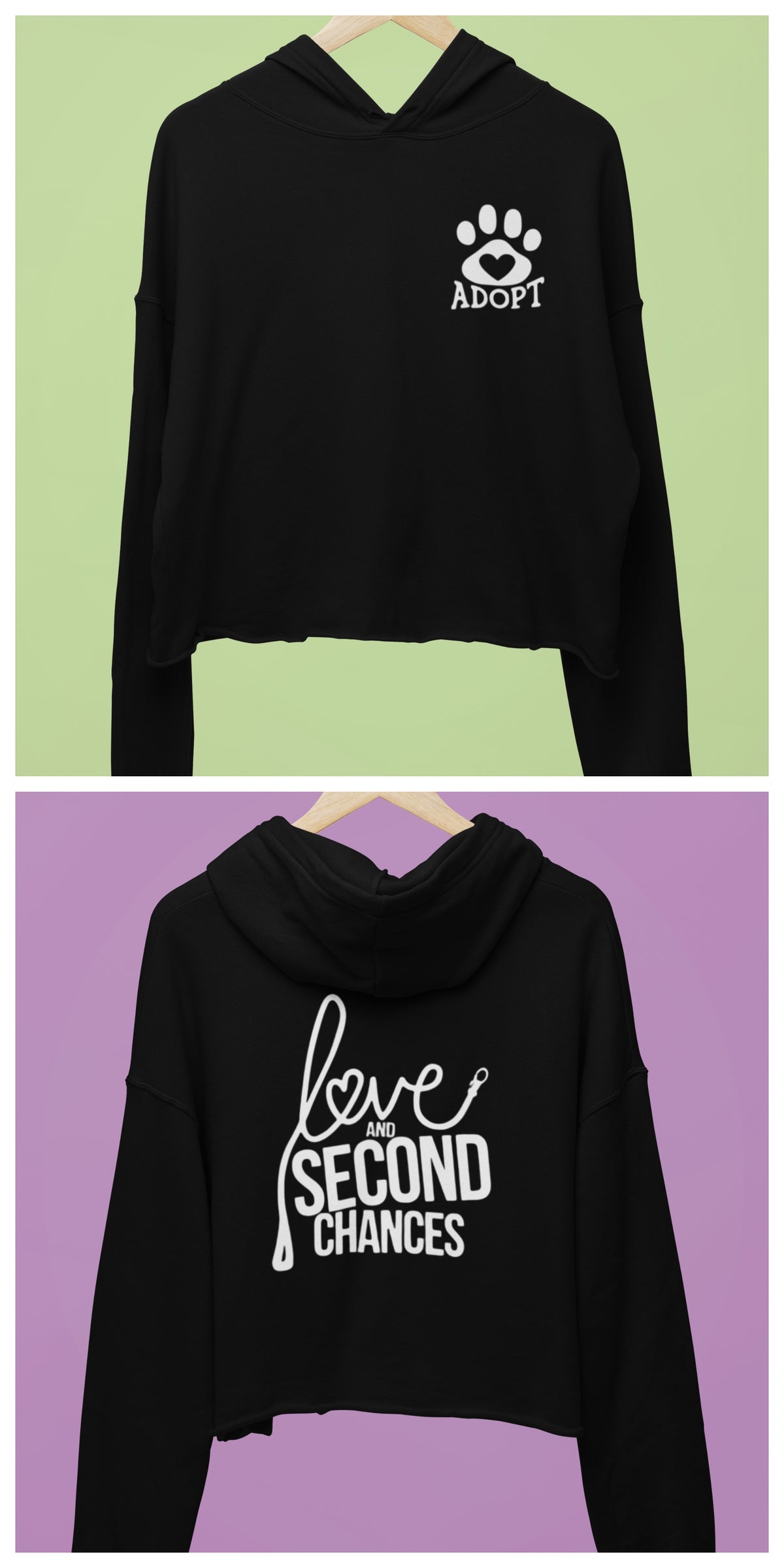 Love & Second Chances Cropped Fleece Hoodie - Ruff Life Rescue Wear