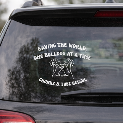 Saving the World One Bulldog at a Time Decal - Ruff Life Rescue Wear