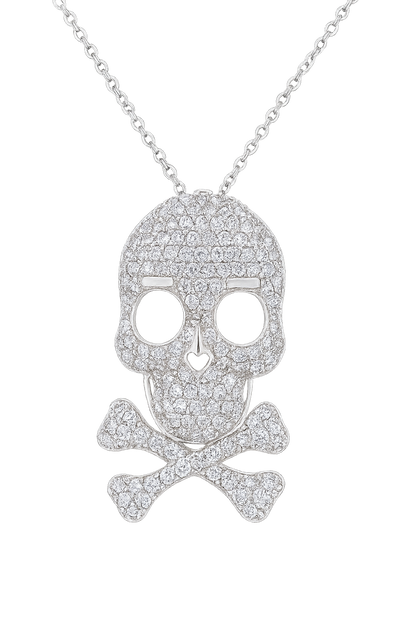 Sparkling Skull & Crossbones Pendant Necklace