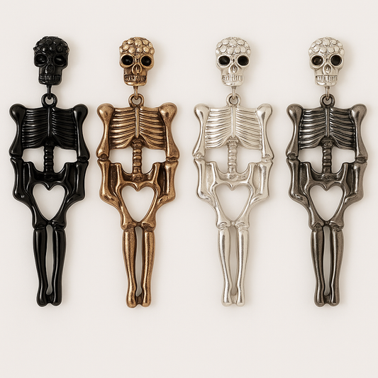 Skeleton Dangle Earrings - Silver Bronze or Black - Ruff Life Rescue Wear