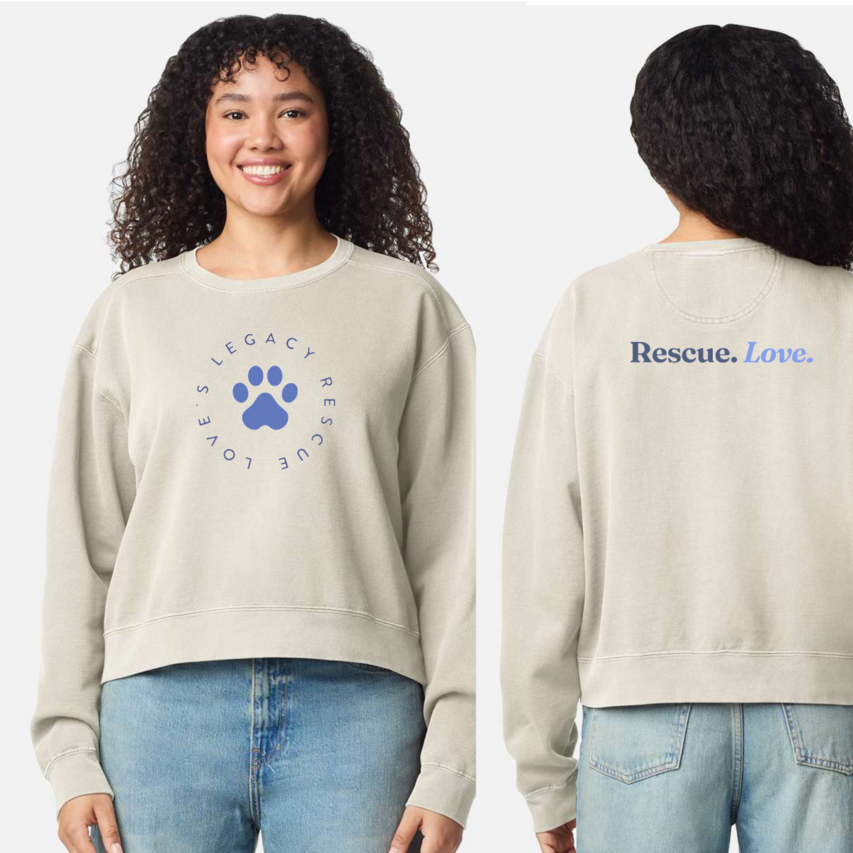 Women’s Vintage Wash Mid-Length Crewneck Sweatshirt - Ruff Life Rescue Wear