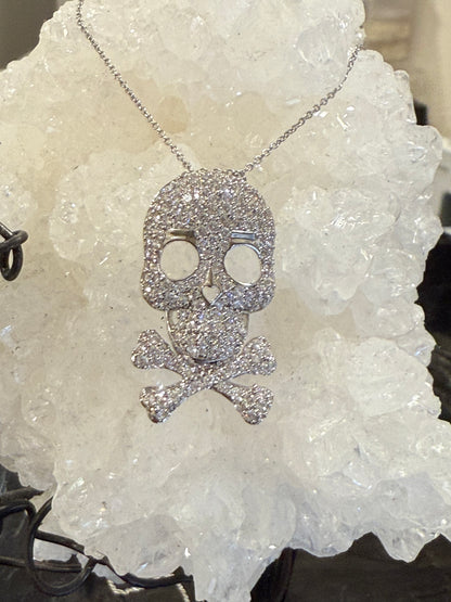 Sparkling Skull & Crossbones Pendant Necklace