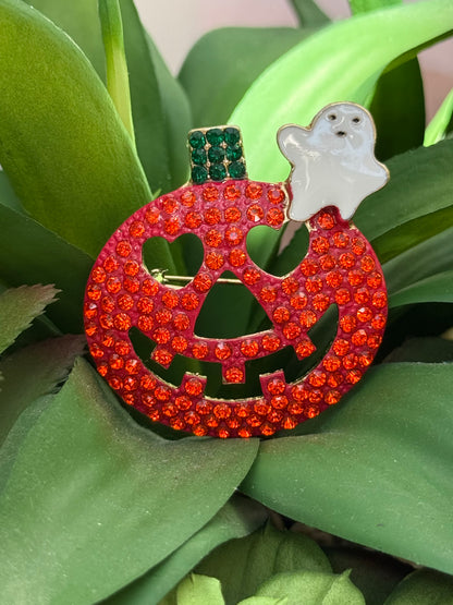 Halloween Pumpkin Crystal Pins – Sparkly Austrian Crystal Brooch Jewelry (choose from 5 designs) – Jack-O’-Lantern Designs – 50% OFF Halloween Sale