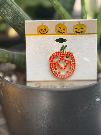 Halloween Pumpkin Crystal Pins – Sparkly Austrian Crystal Brooch Jewelry (choose from 5 designs) – Jack-O’-Lantern Designs – 50% OFF Halloween Sale