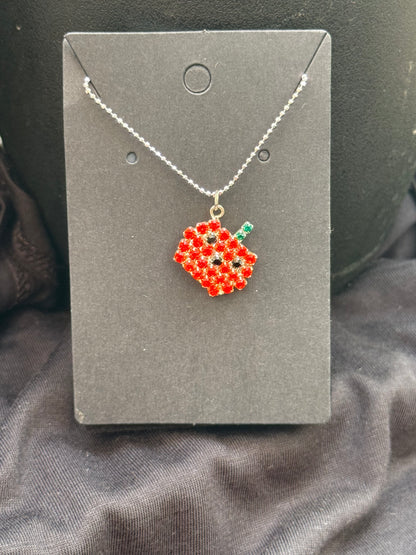Silver Pumpkin Rhinestone Necklace – Adjustable 16–18" Pendant | Halloween Collection
