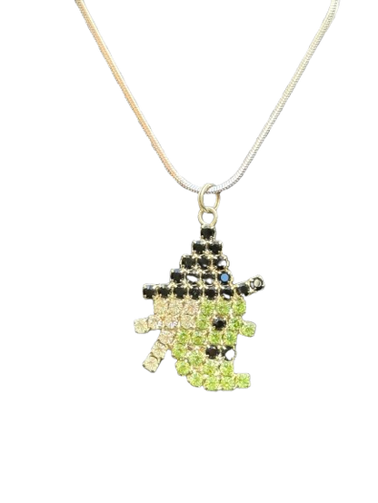 Crystal Witch Necklace | 18" Gold or Silver Chain | Sparkly Rhinestone Halloween Jewelry | Ruff Life Rescue Wear