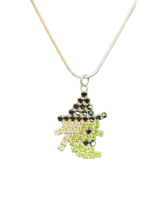 Crystal Witch Necklace | 18" Gold or Silver Chain | Sparkly Rhinestone Halloween Jewelry | Ruff Life Rescue Wear