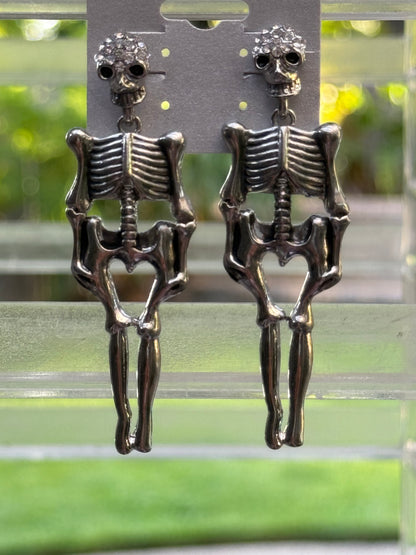 Skeleton Dangle Earrings - Silver Bronze or Black - Ruff Life Rescue Wear