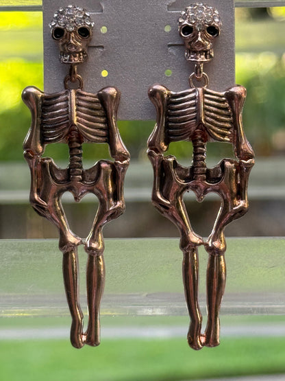 Skeleton Dangle Earrings - Silver Bronze or Black - Ruff Life Rescue Wear