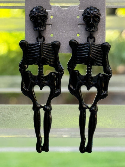 Skeleton Dangle Earrings - Silver Bronze or Black - Ruff Life Rescue Wear