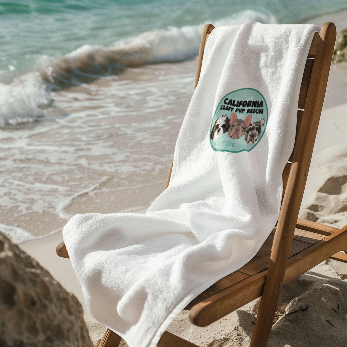 CCPR & TCPR Rescue Beach Towel 30x60 White Beach Towel - Ruff Life Rescue Wear