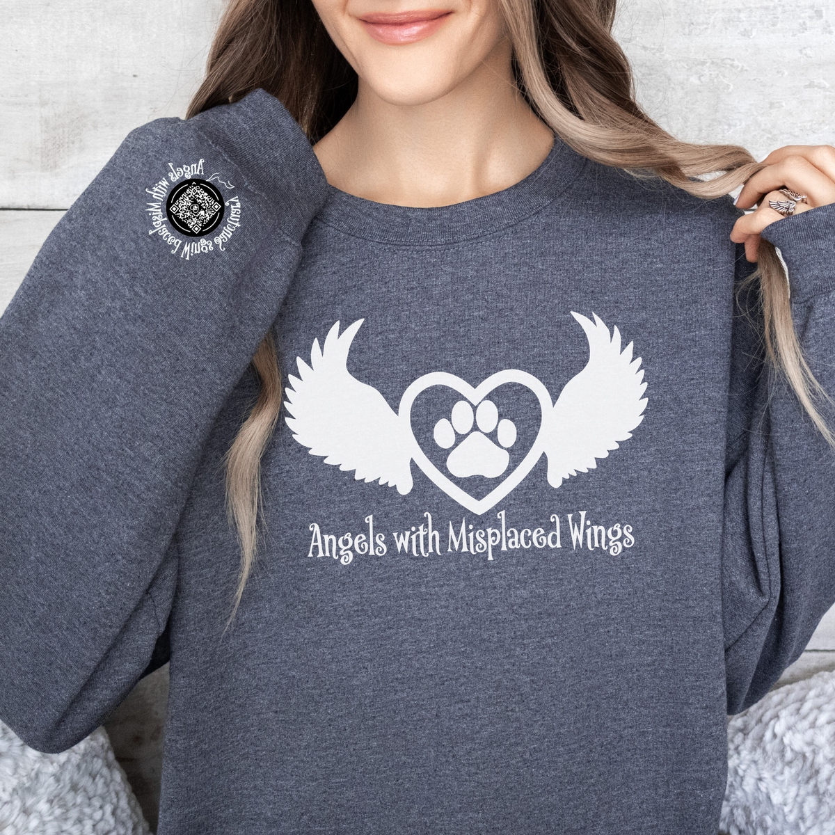Angels with Misplaced Wings Crewneck Sweatshirt (Many Colors Available) - Ruff Life Rescue Wear