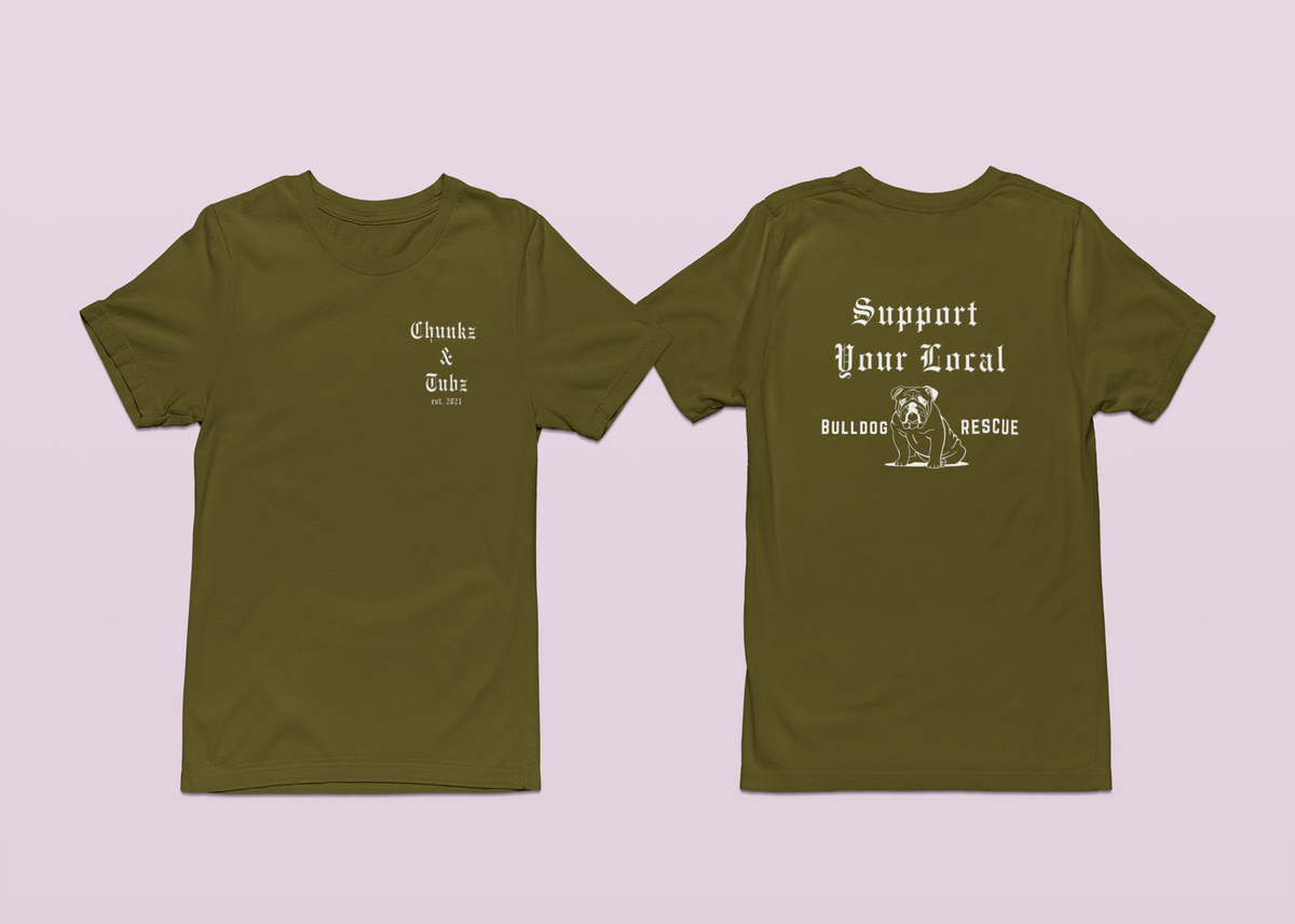 Chunkz & Tubz Rescue Bulldog Tee | Available in Several Colors - Ruff Life Rescue Wear