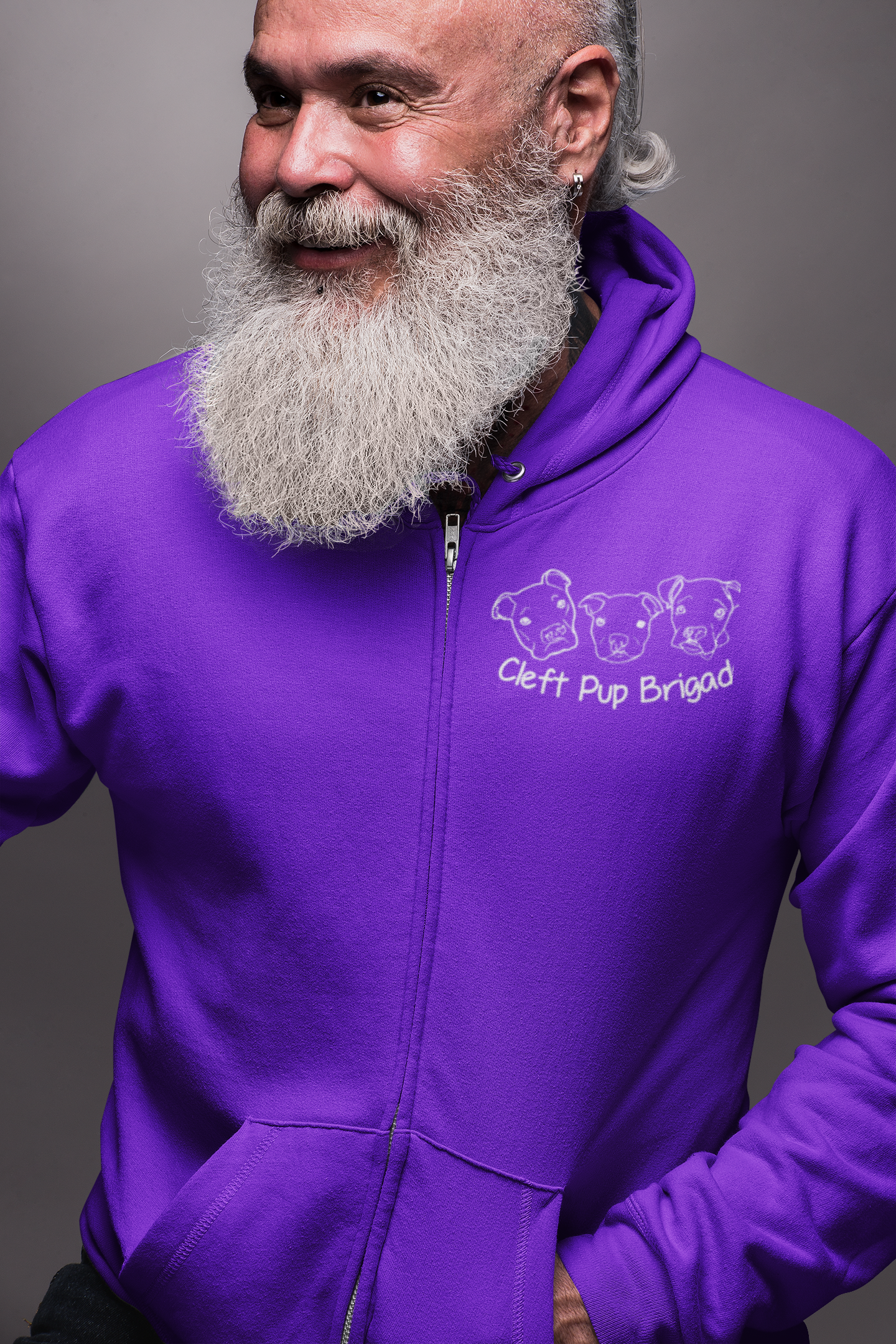 Cleft Pup Brigade Black & White Logo Full-Zip Hoodie (available in several colors) - Ruff Life Rescue Wear