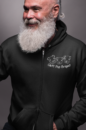 Cleft Pup Brigade Black & White Logo Full-Zip Hoodie (available in several colors) - Ruff Life Rescue Wear