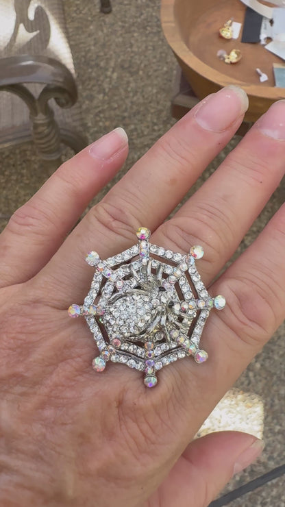 Sparkling Spiderweb Statement Ring