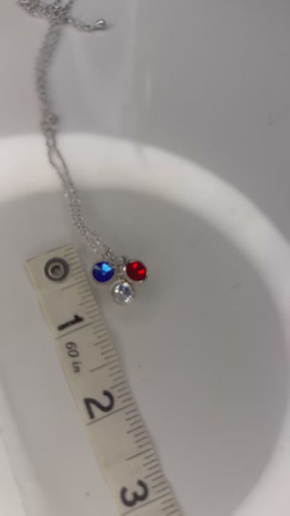 Red, White & Blue Swarovski Element Necklace – 18"–19" Adjustable | $15