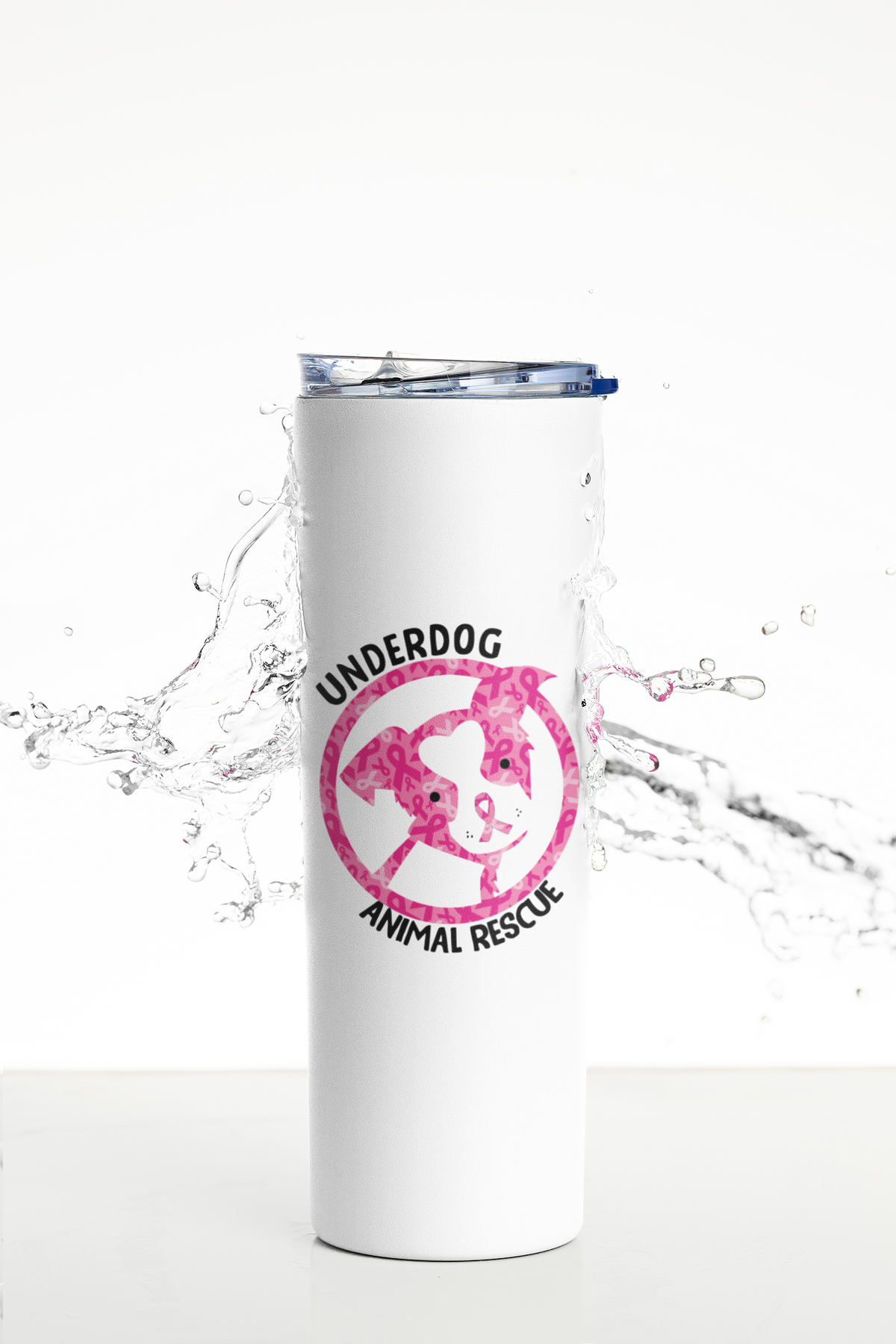 Underdog Cancer Awareness 20 oz Skinny Tumbler and Straw - Ruff Life Rescue Wear