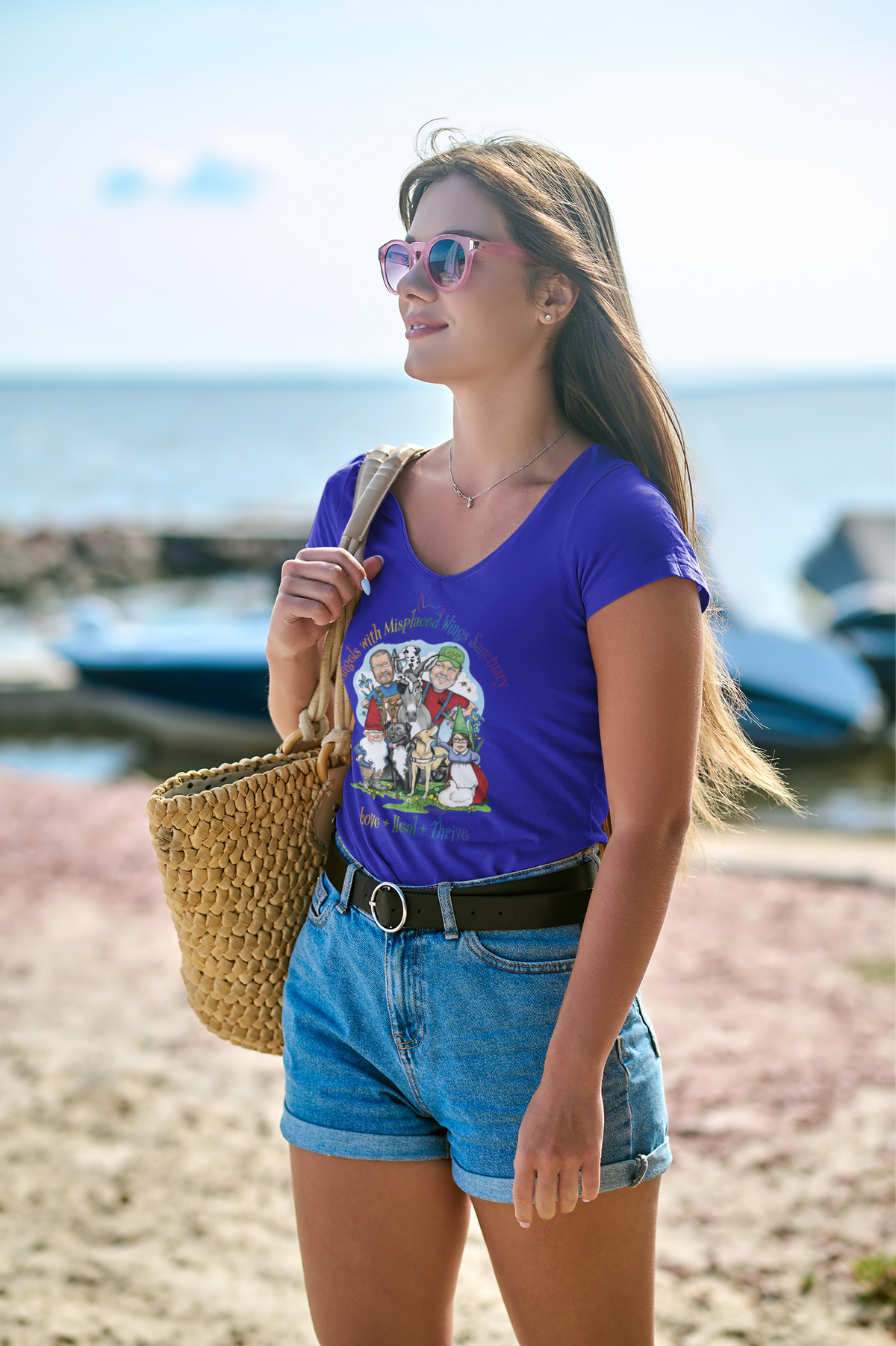 Angels With Misplaced Wings V-Neck (available in several colors) - Ruff Life Rescue Wear