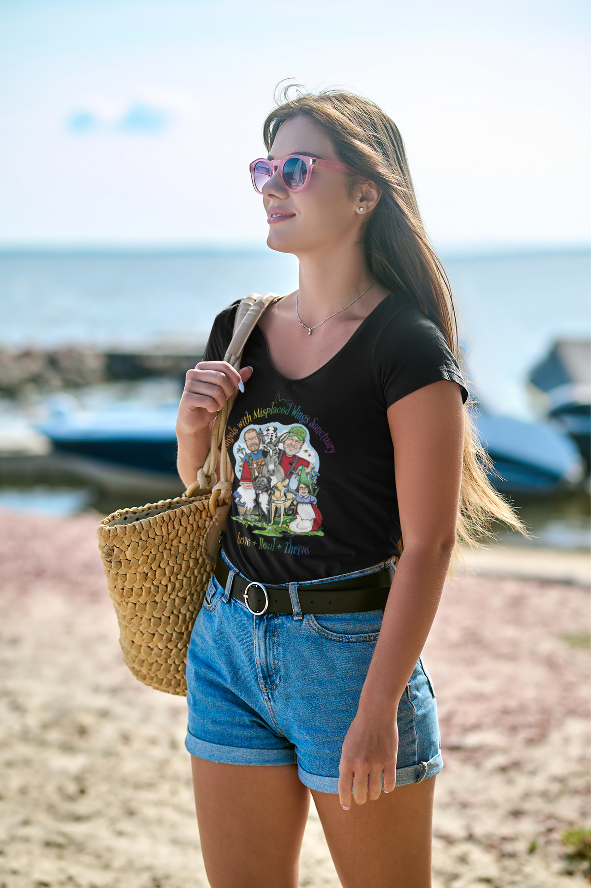 Angels With Misplaced Wings V-Neck (available in several colors) - Ruff Life Rescue Wear