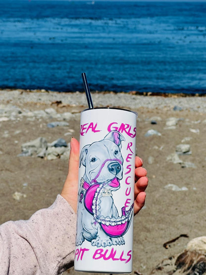 Breast Cancer Awareness Skinny Tumbler and Straw - Ruff Life Rescue Wear
