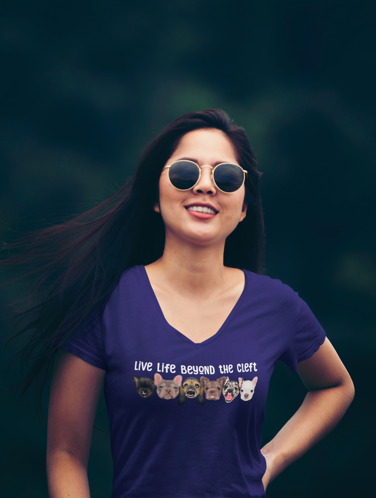 Live Life Beyond the Cleft Ladies V-Neck T-Shirt - Ruff Life Rescue Wear
