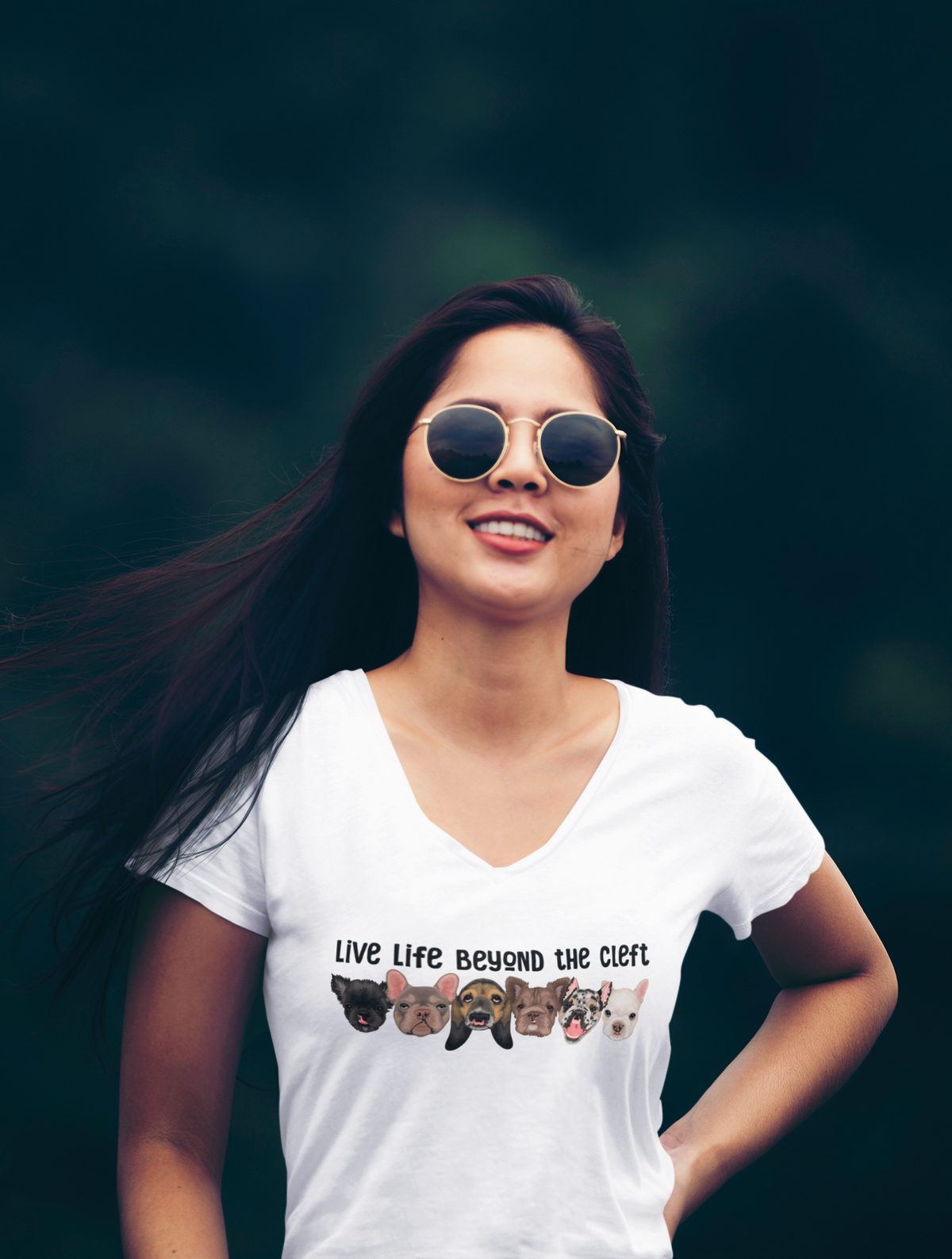 Live Life Beyond the Cleft Ladies V-Neck T-Shirt - Ruff Life Rescue Wear