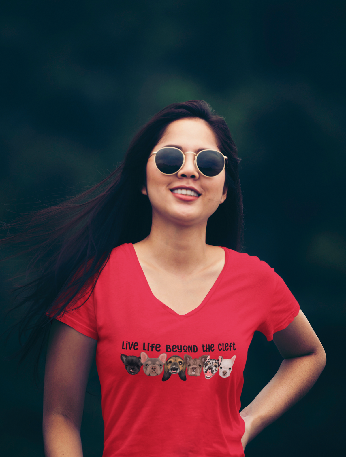 Live Life Beyond the Cleft Ladies V-Neck T-Shirt - Ruff Life Rescue Wear