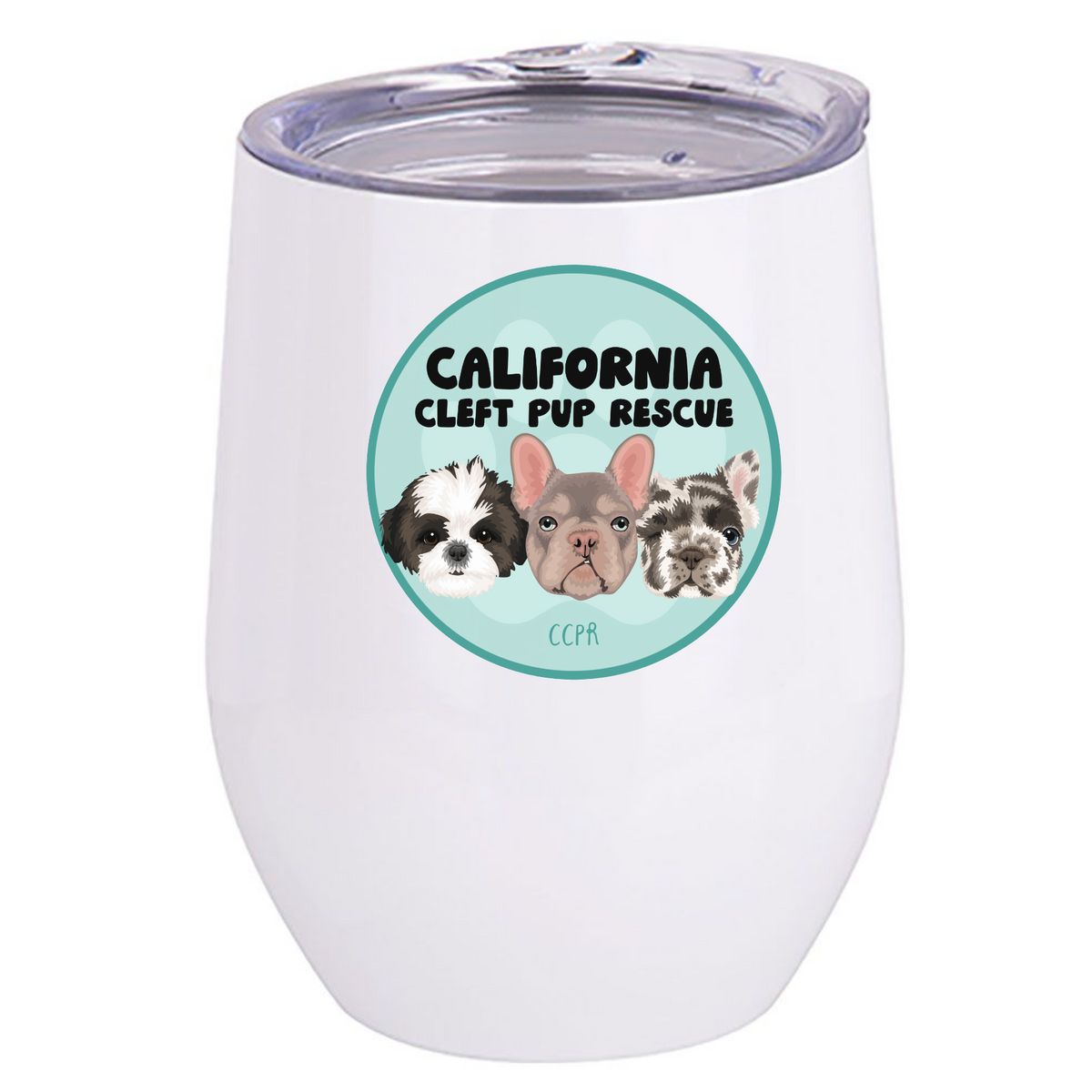 Cleft Pup Rescue Stainless Steel Wine Tumbler (several designs available)