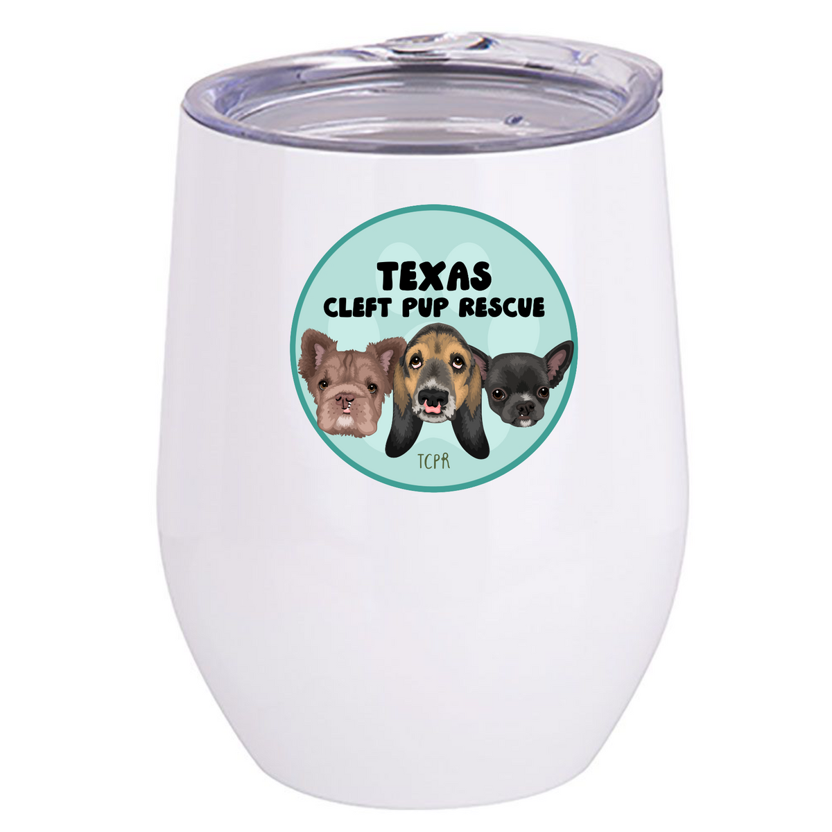 Cleft Pup Rescue Stainless Steel Wine Tumbler (several designs available)