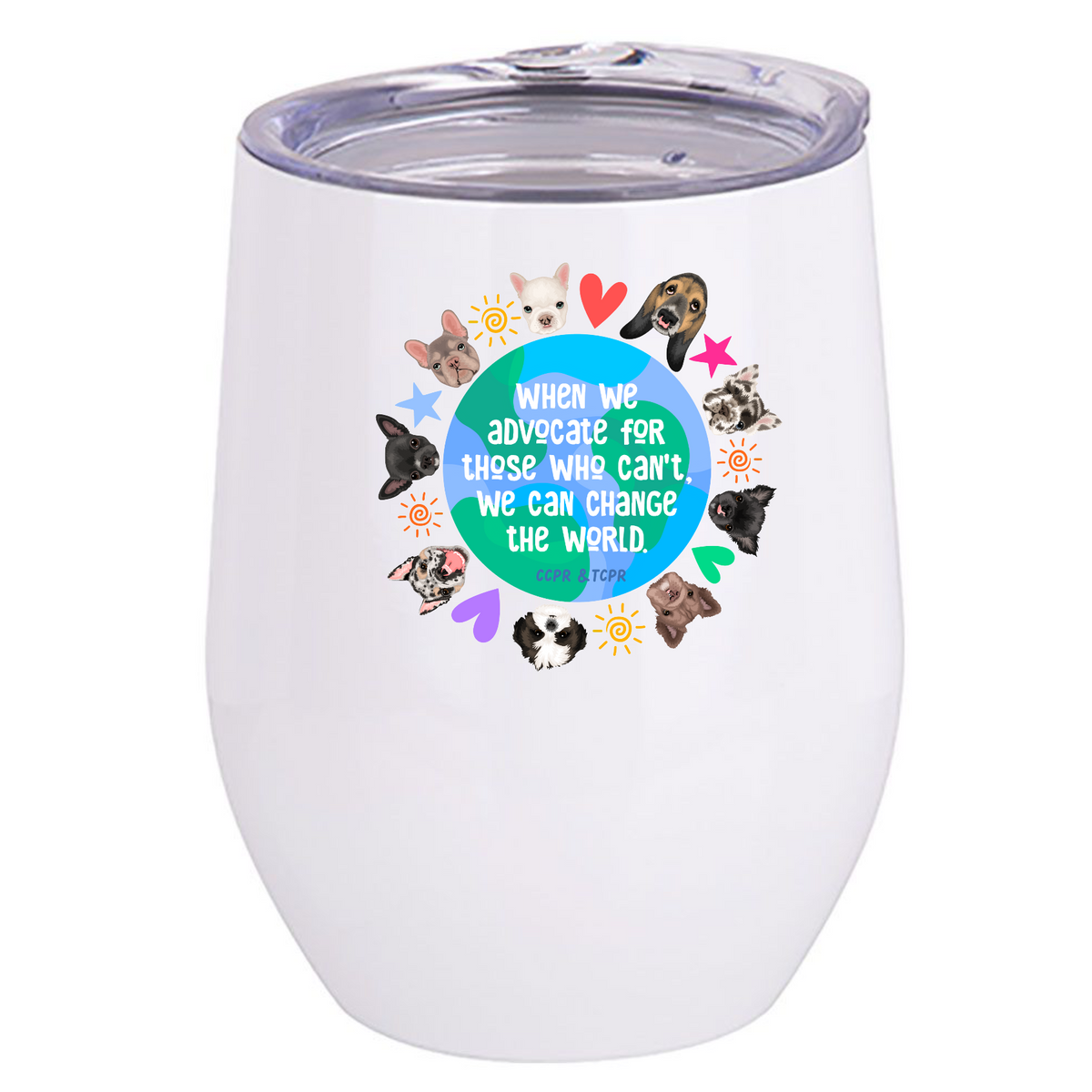 Cleft Pup Rescue Stainless Steel Wine Tumbler (several designs available)