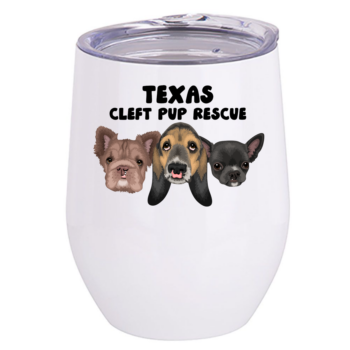Cleft Pup Rescue Stainless Steel Wine Tumbler (several designs available)