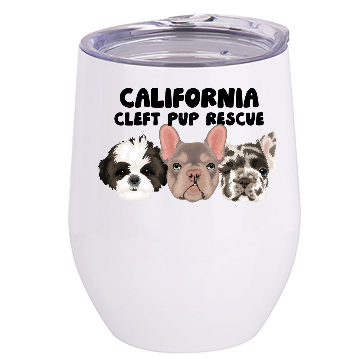 Cleft Pup Rescue Stainless Steel Wine Tumbler (several designs available)