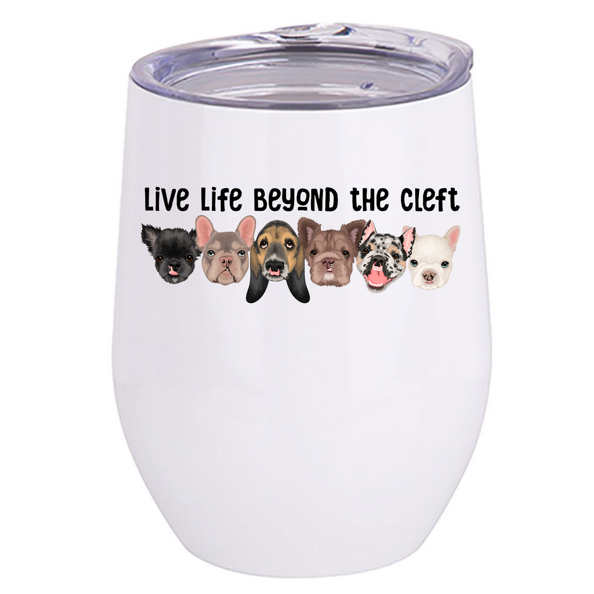 Cleft Pup Rescue Stainless Steel Wine Tumbler (several designs available)