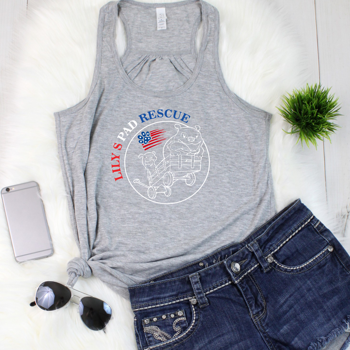 Lily's Pad 4th Flowy Racerback Tank - Ruff Life Rescue Wear