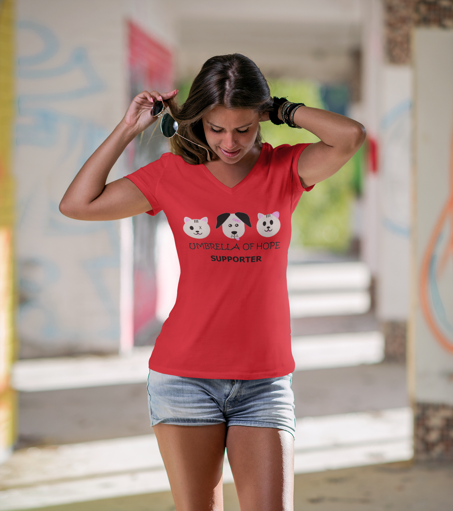 New Umbrella of Hope Rescue-Relaxed Fit V-Neck - Ruff Life Rescue Wear