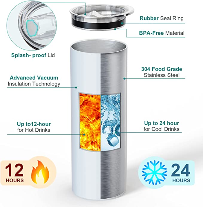 Res-Que 20 oz Skinny Tumbler and Straw - Ruff Life Rescue Wear