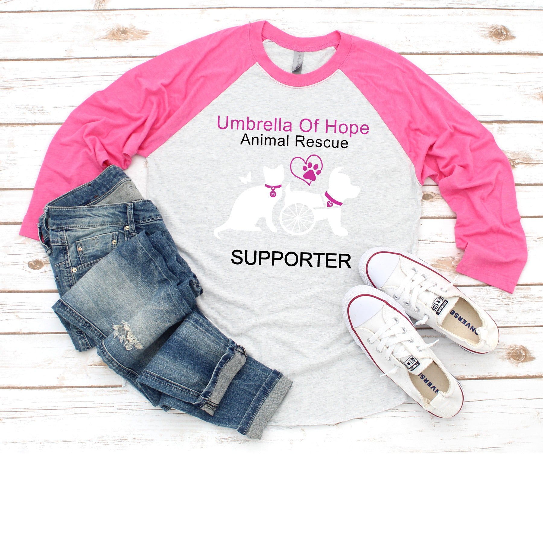 Umbrella of Hope - Raglan Tee - Ruff Life Rescue Wear