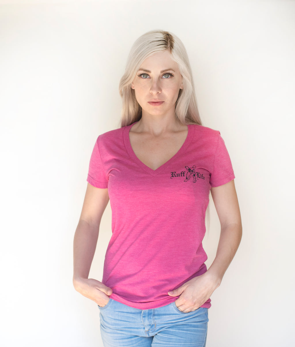 French Bulldog V-Neck T-Shirt - Ruff Life Rescue Wear