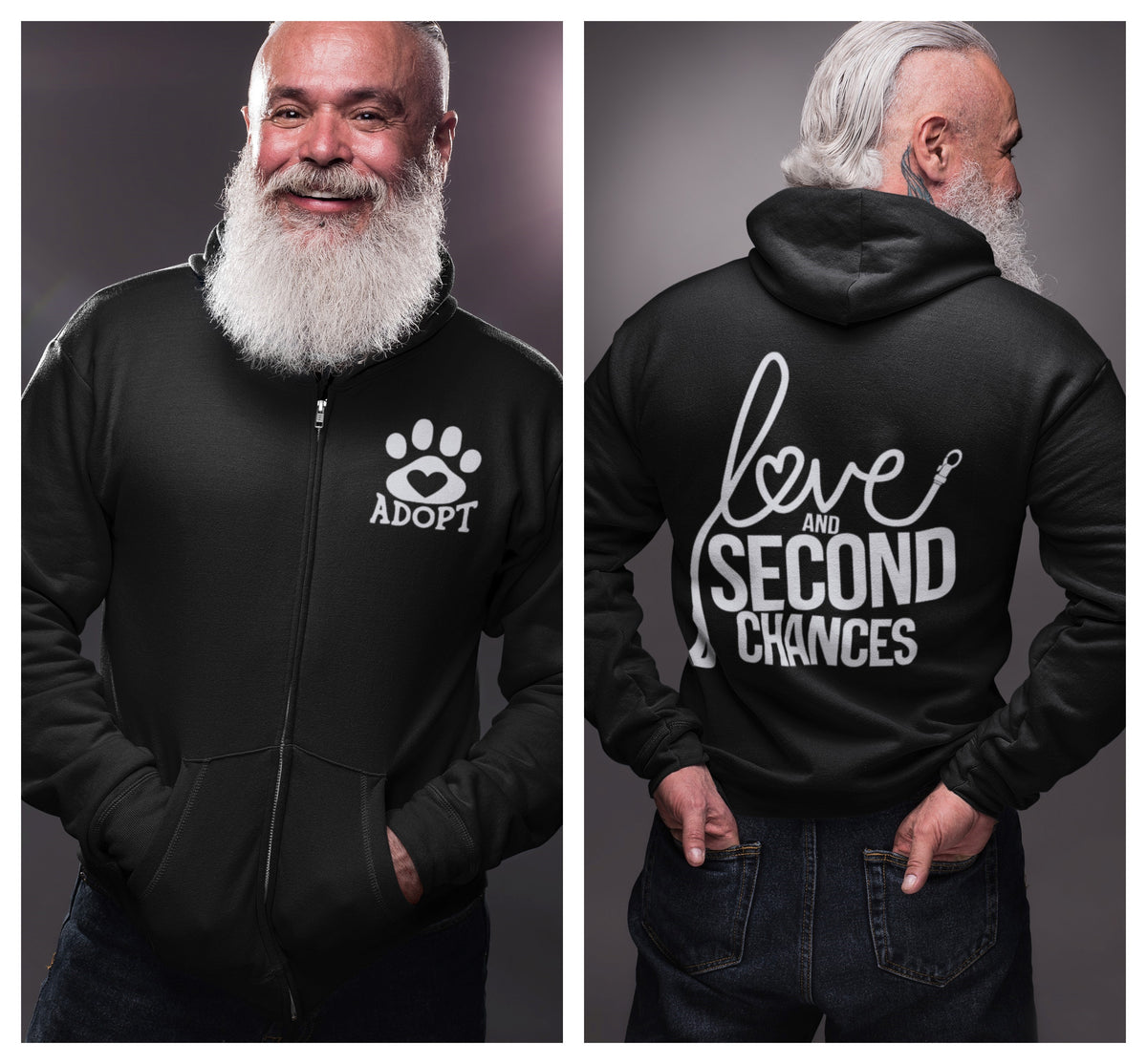 Love & Second  Zip Up Hoodie - Ruff Life Rescue Wear