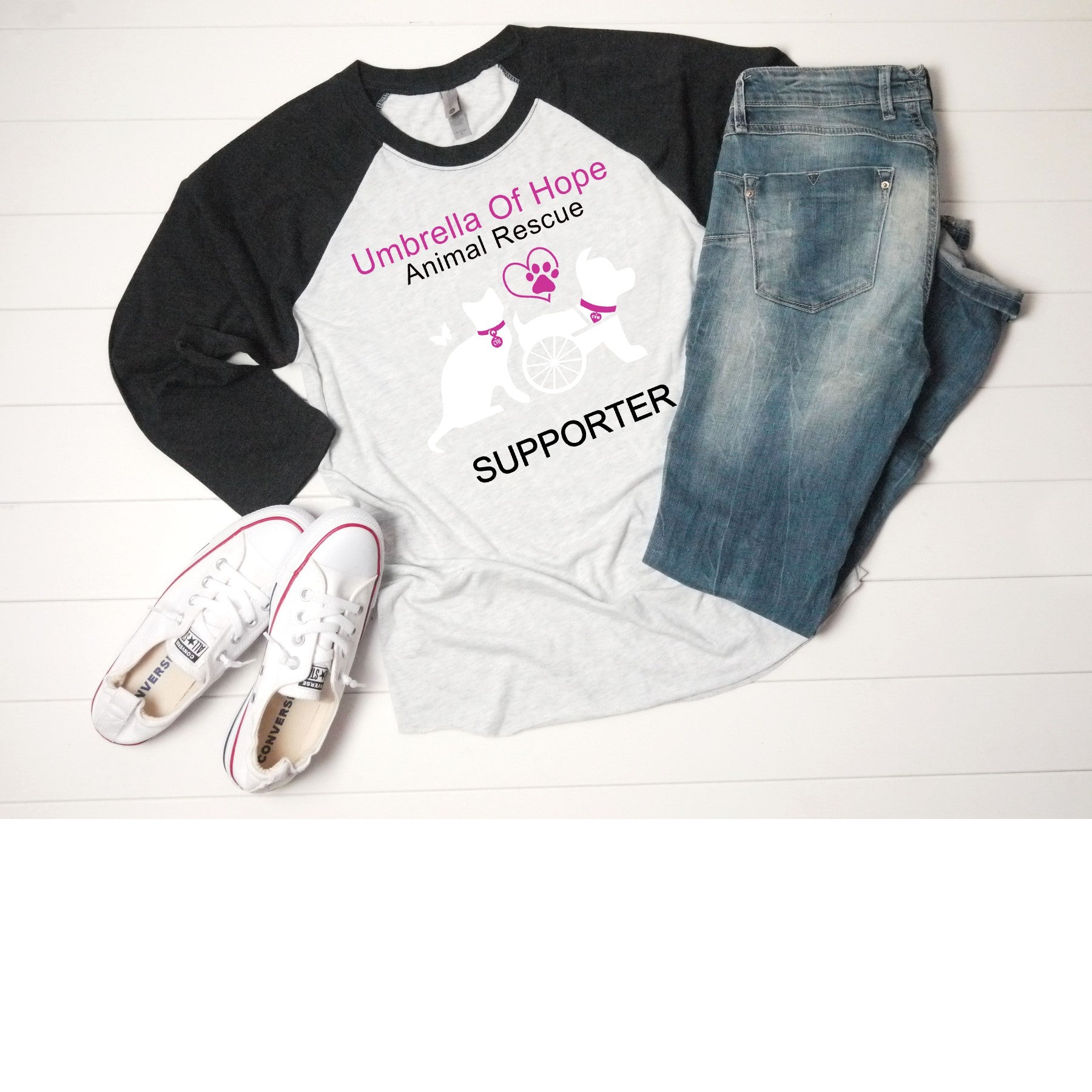 Umbrella of Hope - Raglan Tee - Ruff Life Rescue Wear