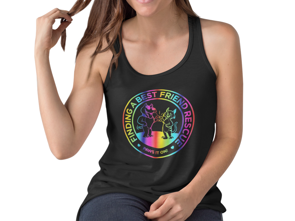 Pride Finding a Best Friend Flowy Racerback Tank - Ruff Life Rescue Wear