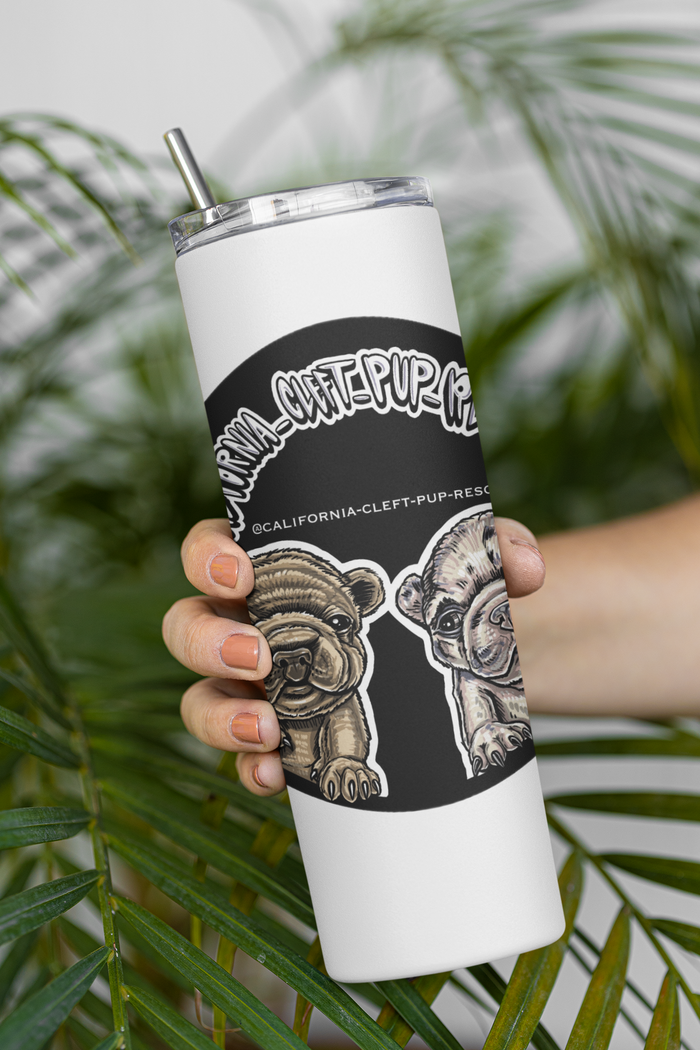 California Cleft Pup 20 oz Skinny Tumbler and Straw