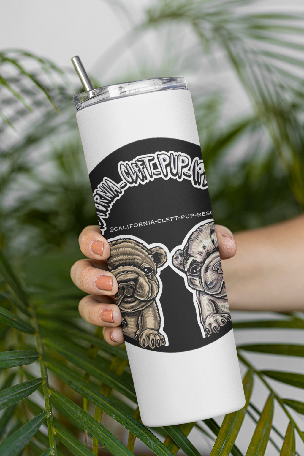 California Cleft Pup 20 oz Skinny Tumbler and Straw