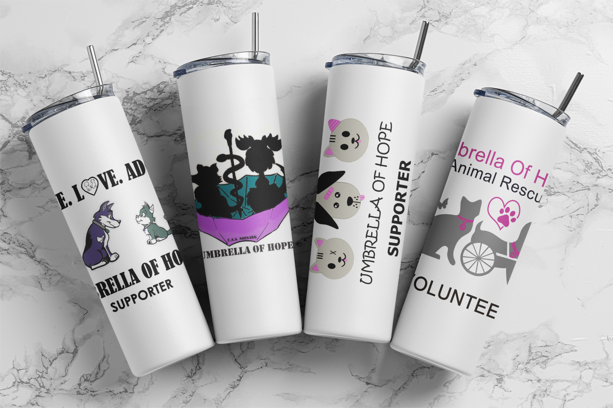 Umbrella of Hope 20 oz Skinny Tumbler and Straw - Ruff Life Rescue Wear