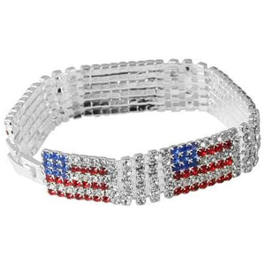 Patriotic American Flag Austrian Crystal Tennis Bracelet - Ruff Life Rescue Wear